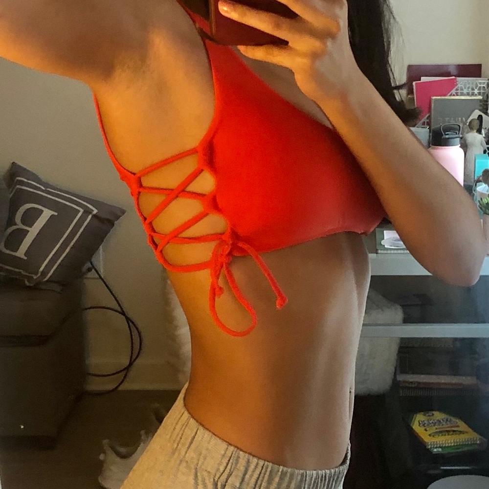 orange/red bathing suit top